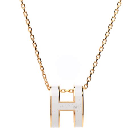 hermes pop h erca white pendant|Hermes h necklace.